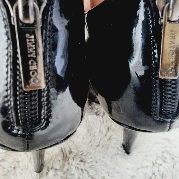JIMMY CHOO ZIP BACK PATENT LEATHER HEELED BOOTIES SIZE 39 (9) - Picture 5 of 12
